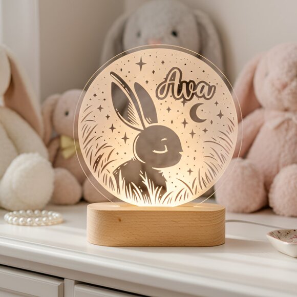 Personalized Bunny Light | LED Cloud Name Sign for Kids’ Bedrooms - Picture 8 of 8